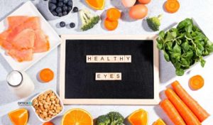 פירות, דגים, ירקות ותפריט עשיר לעיניים בריאות