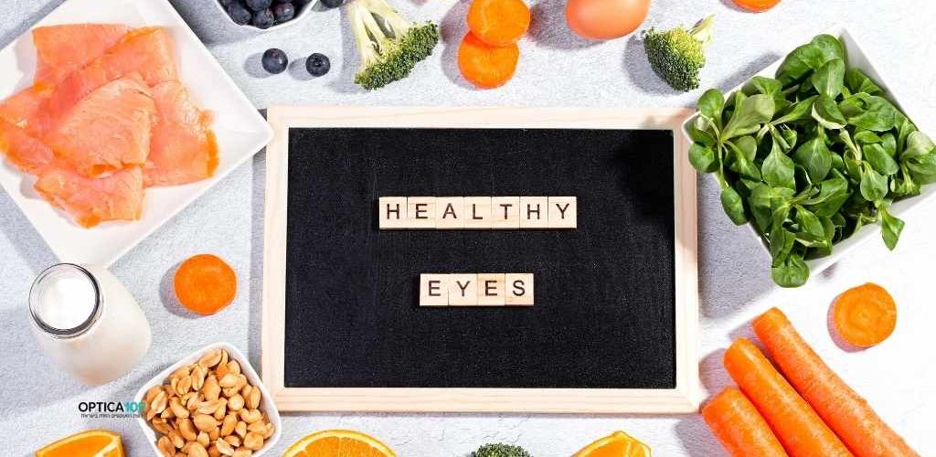 פירות, דגים, ירקות ותפריט עשיר לעיניים בריאות